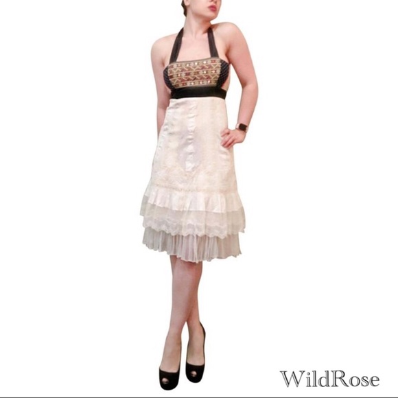 Anthropologie Zehavale White Lace Halter Dress 2 - Picture 2 of 13